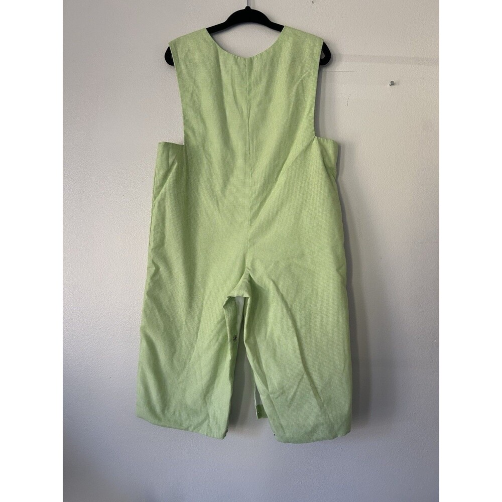 Le Cirque Green White Seersucker Smocked Christmas Santa Romper Size 2T - Picture 4 of 4
